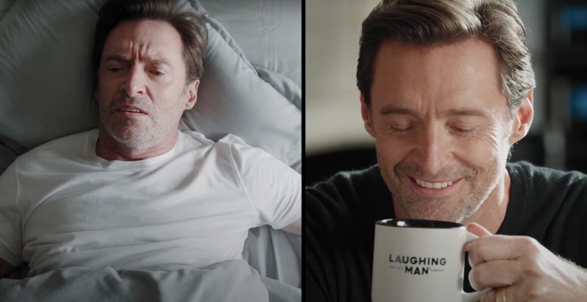 Hugh Jackman in Laughing Man Coffee Commercial w/ Ryan Reynolds Voicing