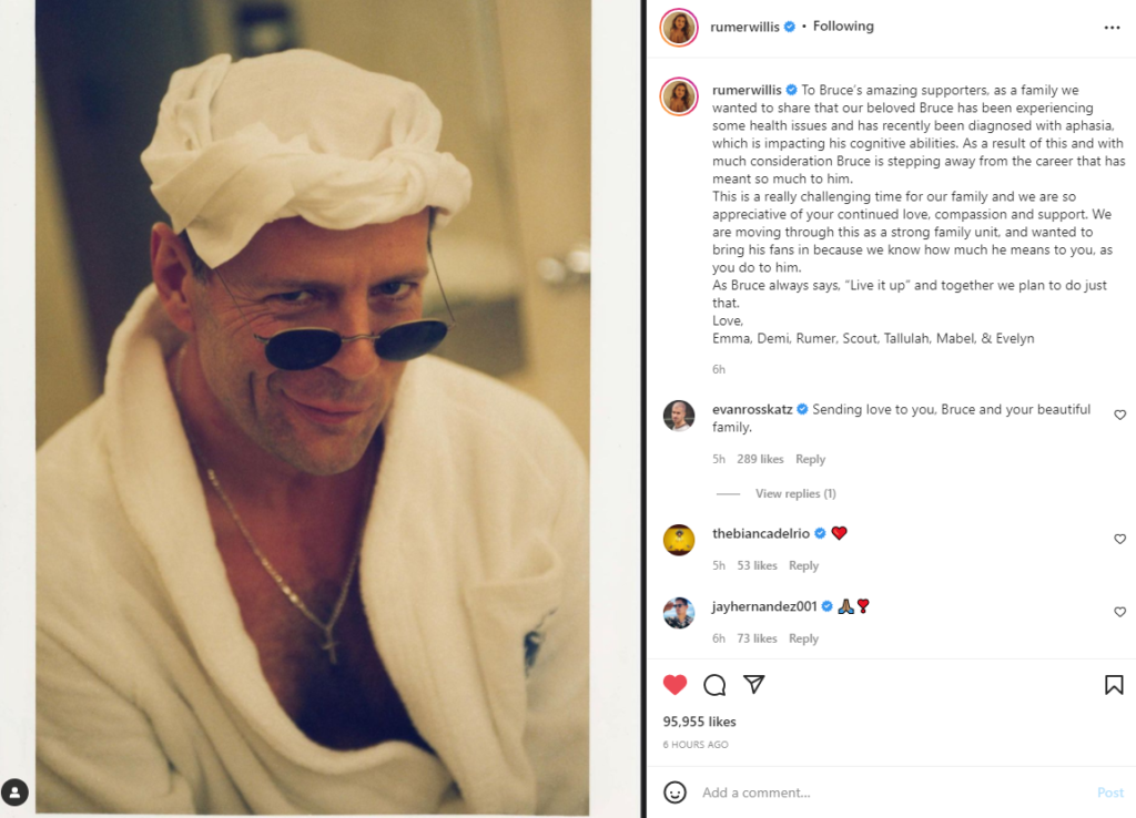 Screenshot of Rumor Willis's Instagram post